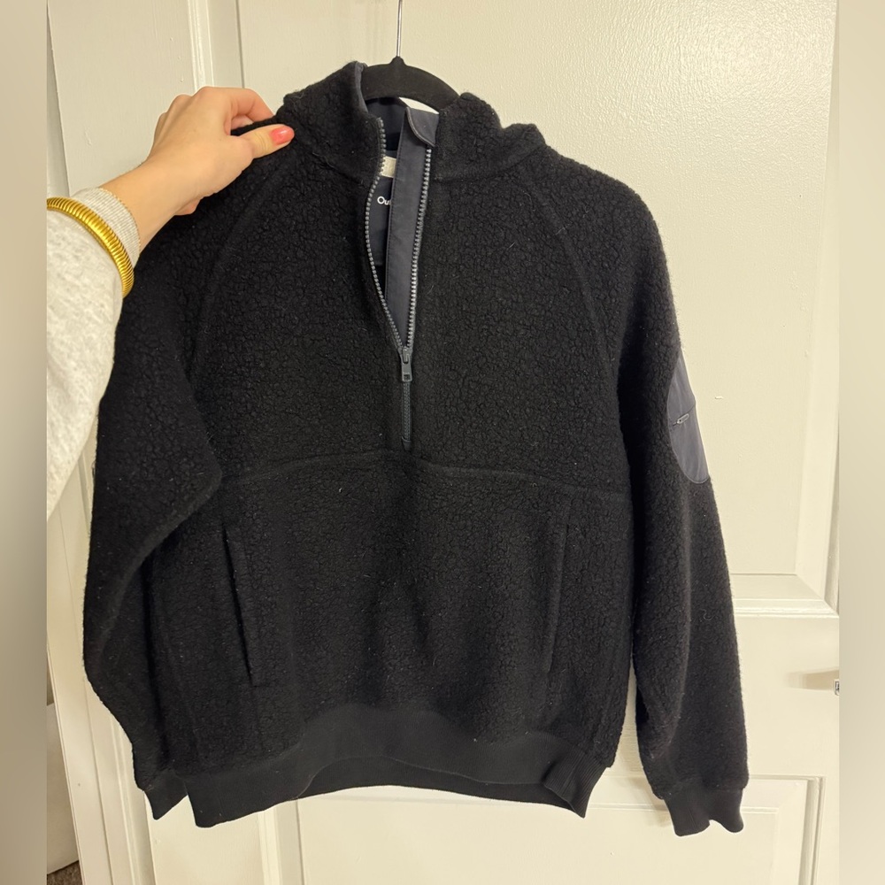 Outdoor Voices Black Megafleece 1/2 Zip Hoodie